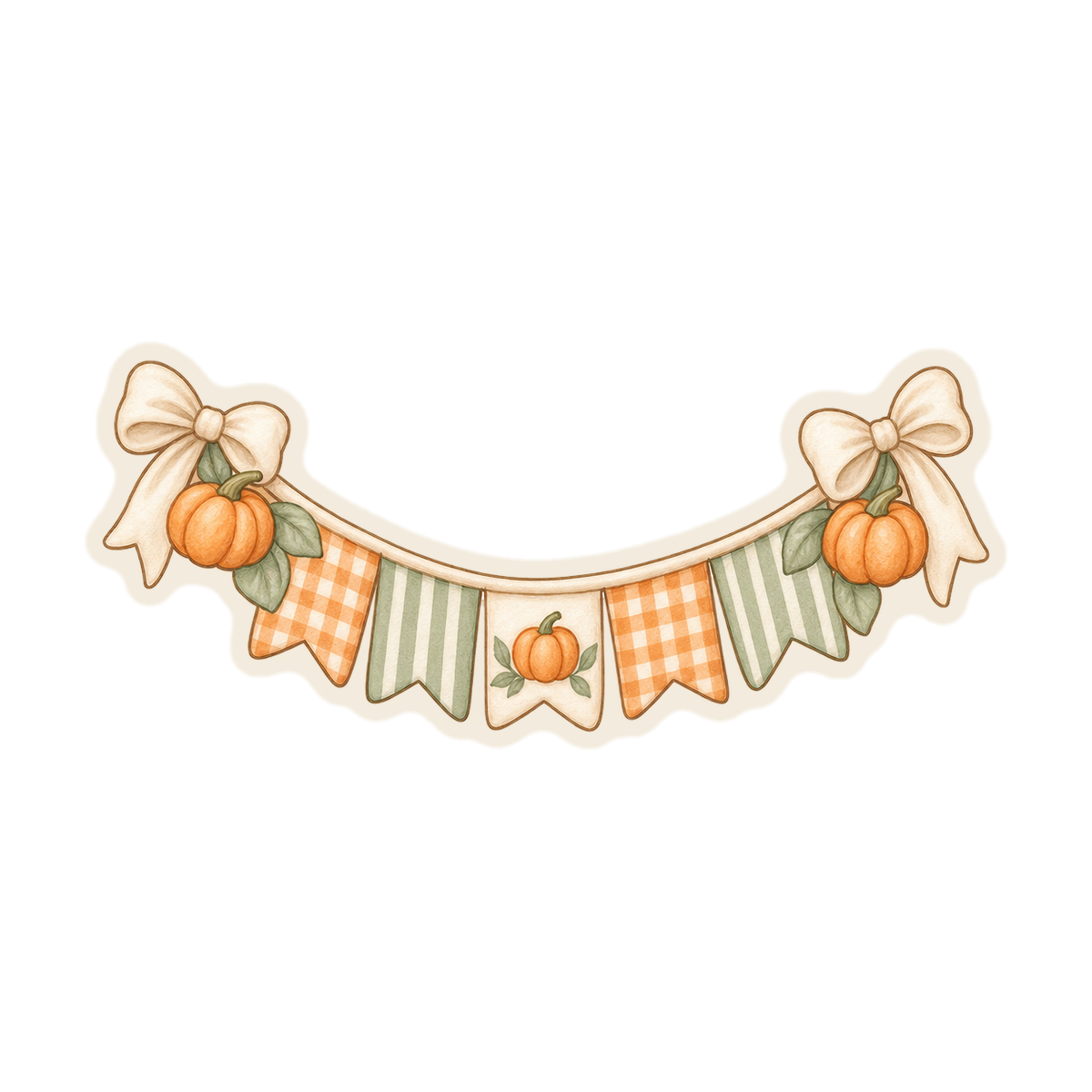 Pumpkin Gingham Pennant Banner