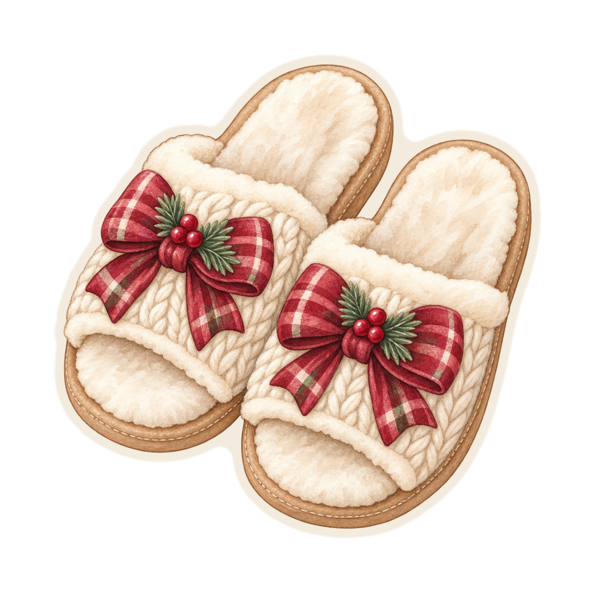 Christmas Slippers with Bows