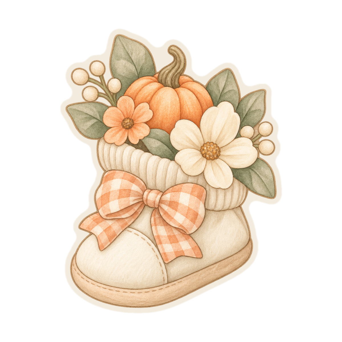 Pumpkin Floral Baby Bootie
