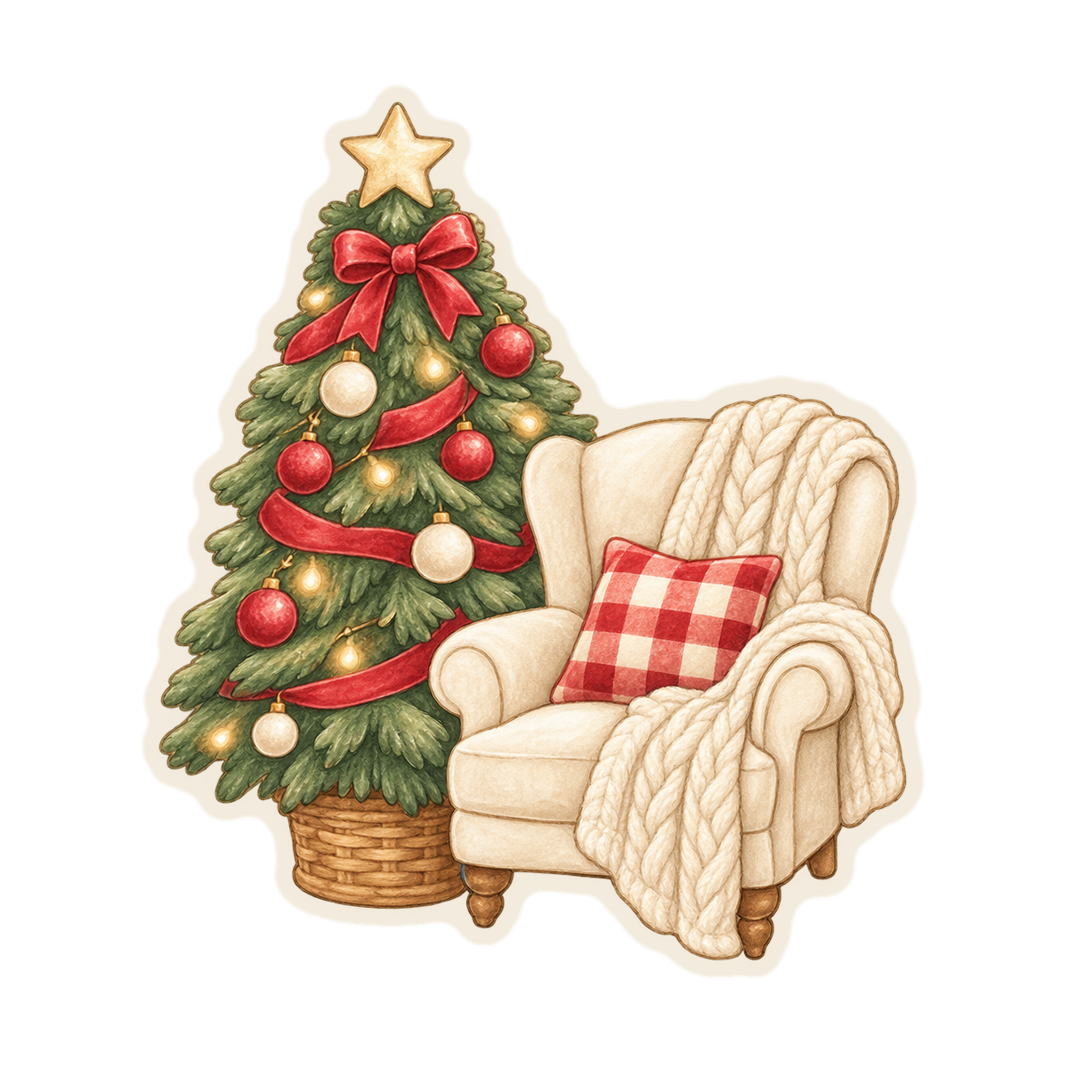 Christmas Tree and Cozy Chair