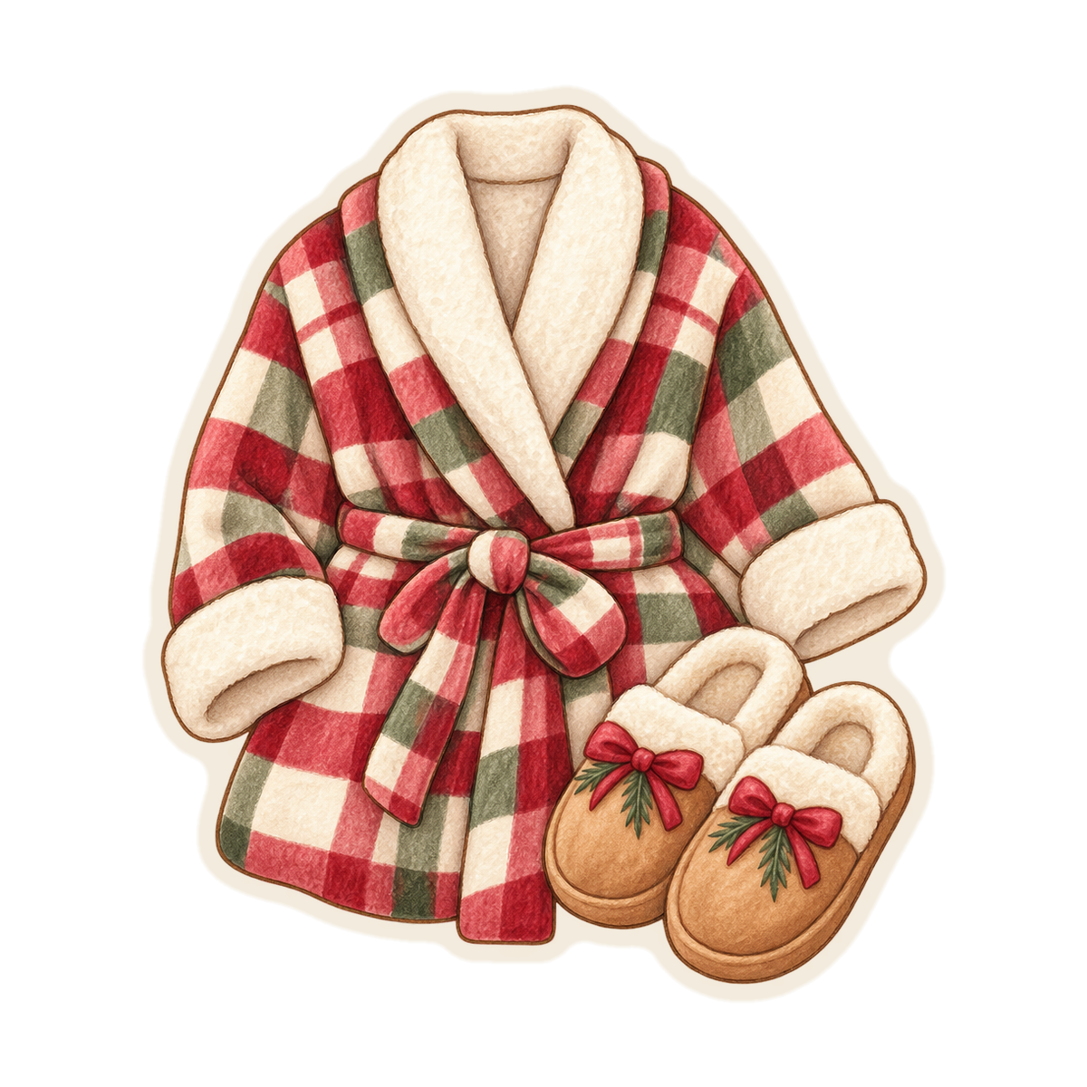 Plaid Christmas Robe and Slippers