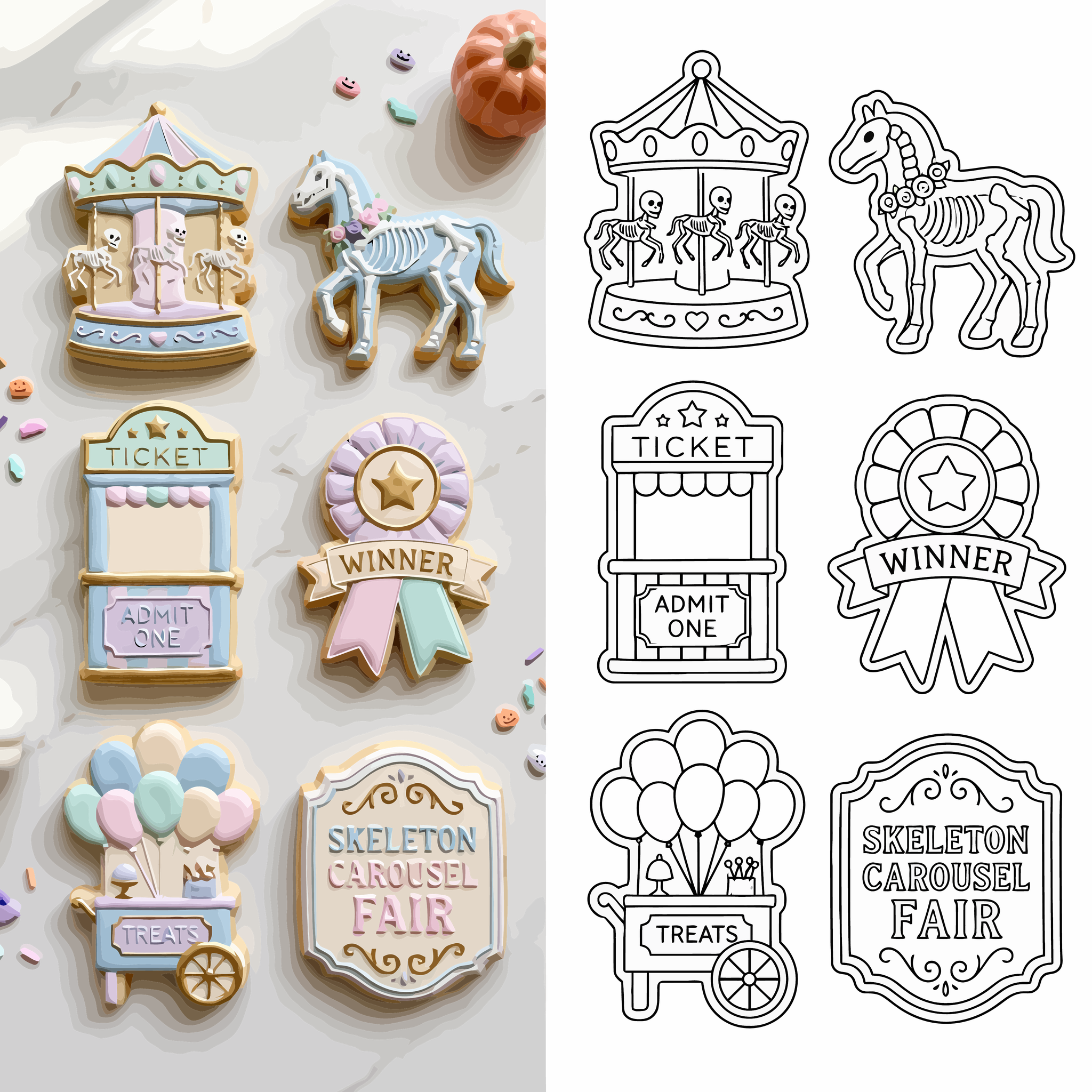 Pastel-Skeleton-Carousel-Fair-Cookies-and-Simplified-Line-Art-Square