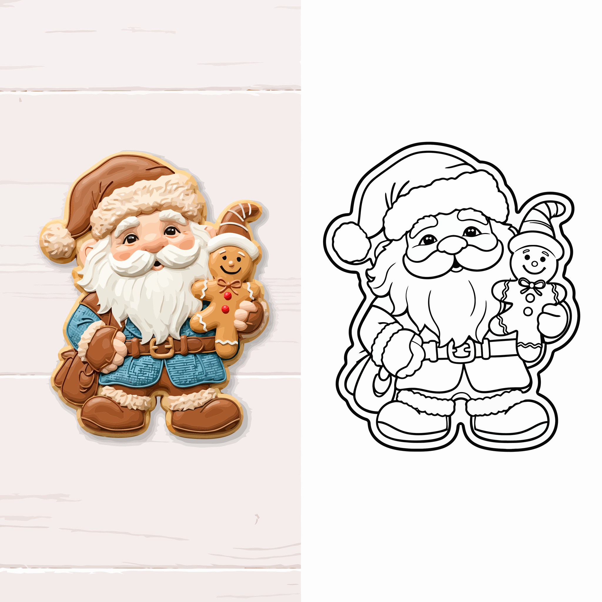 Rustic-Santa-with-Gingerbread-Cookie-and-Simplified-Line-Art-Square