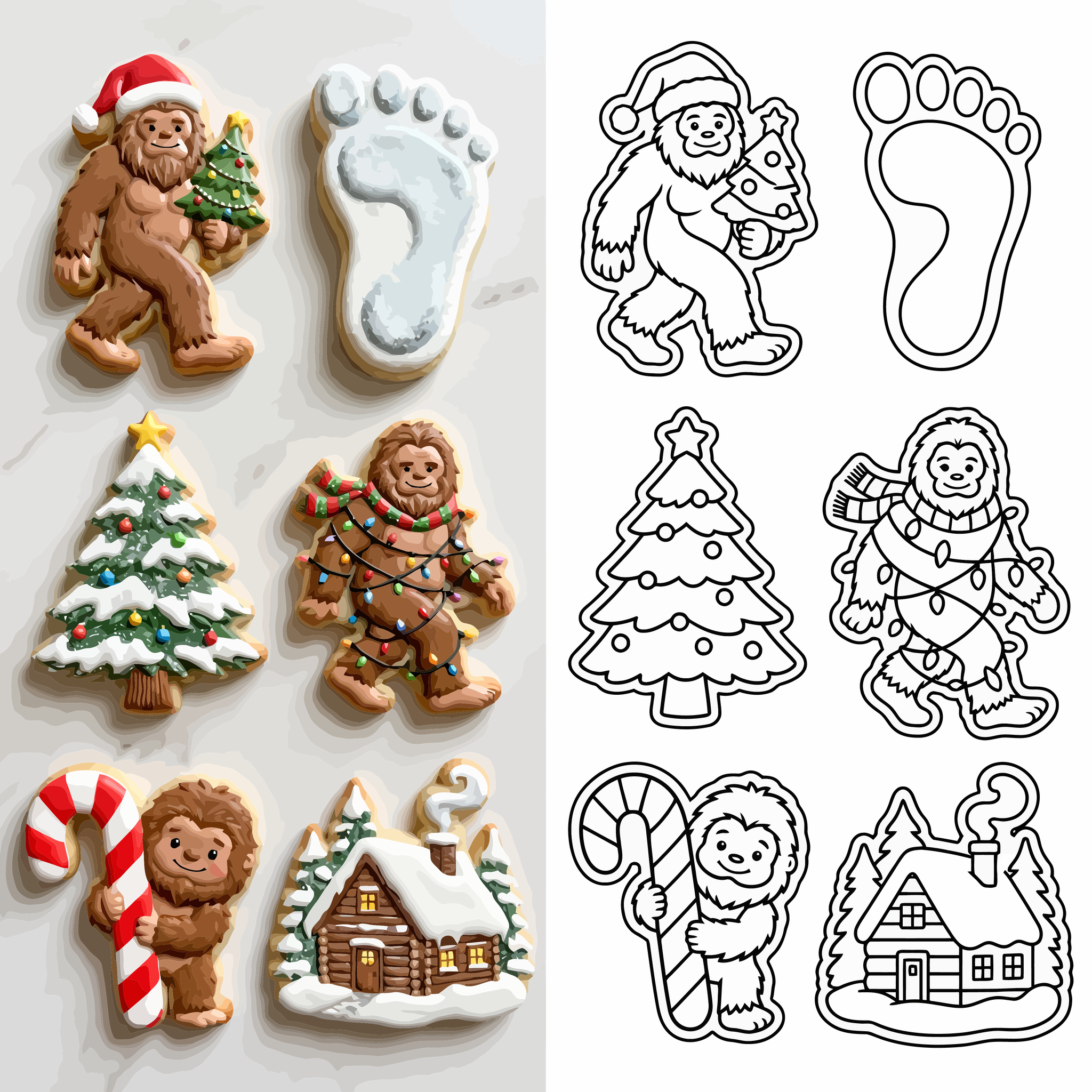 Bigfoot-Christmas-Cookies-and-Simplified-Line-Art-Square