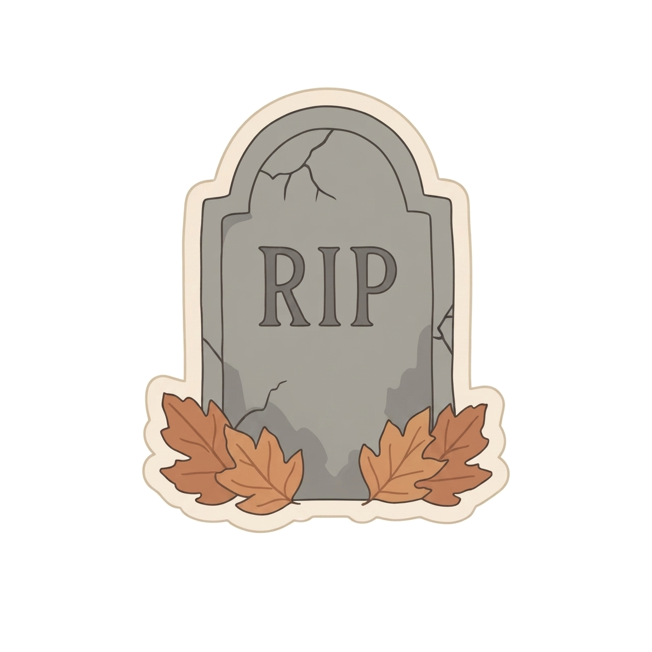 RIP Gravestone with Leaves