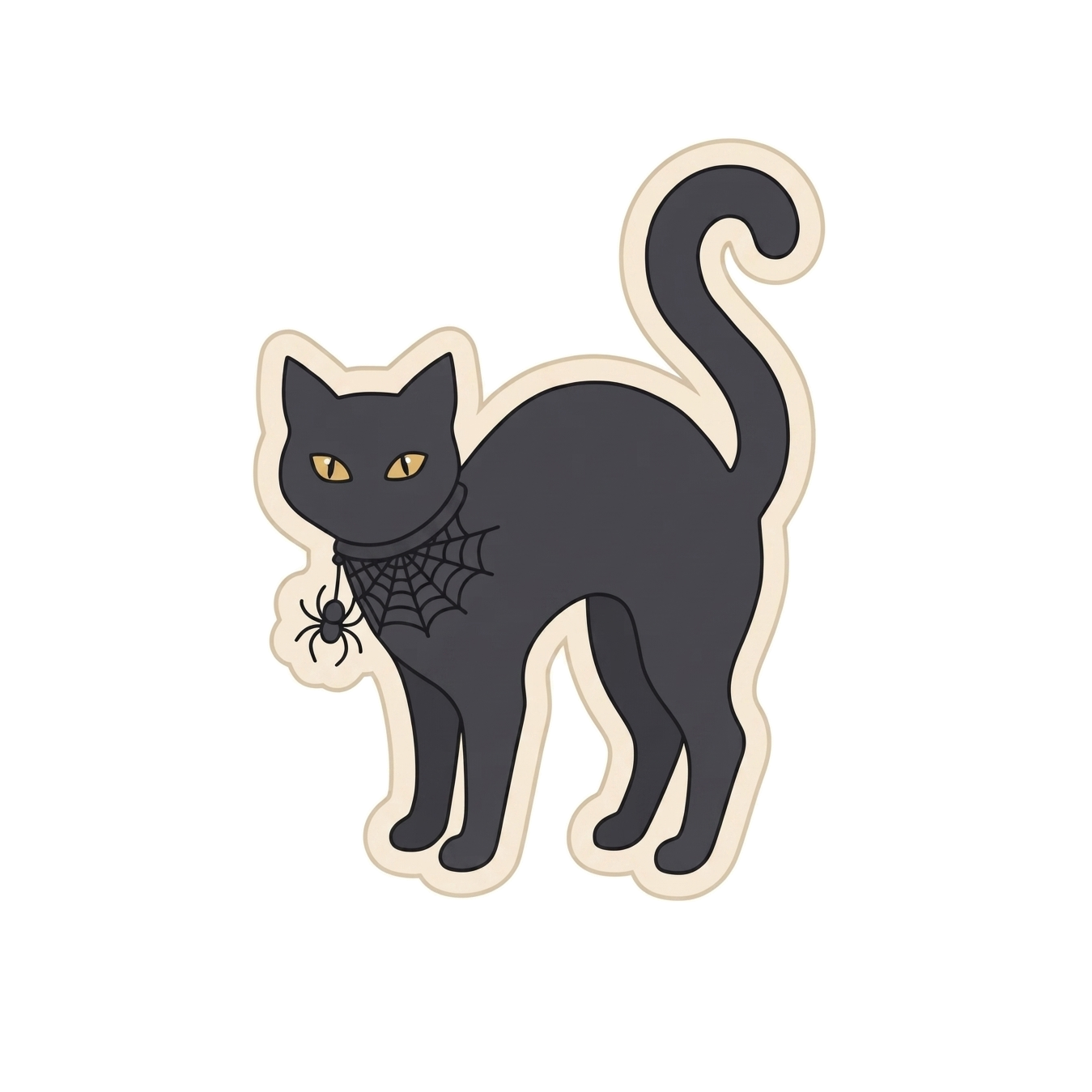 Halloween Black Cat With Spider