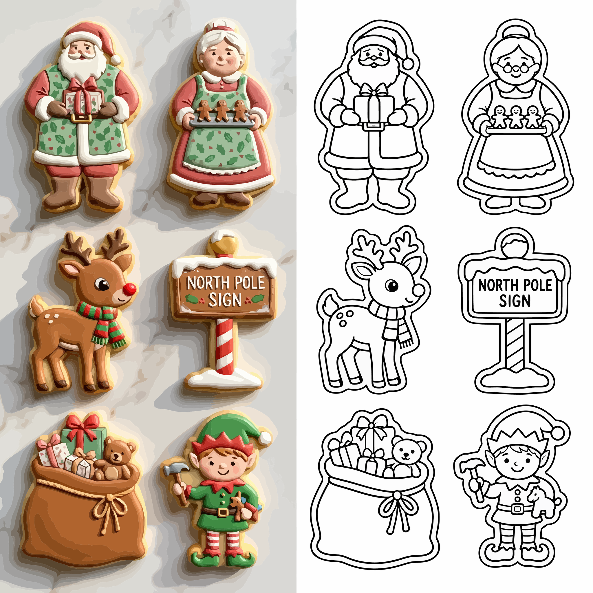 Santa-and-North-Pole-Friends-Cookies-and-Simplified-Line-Art-Square