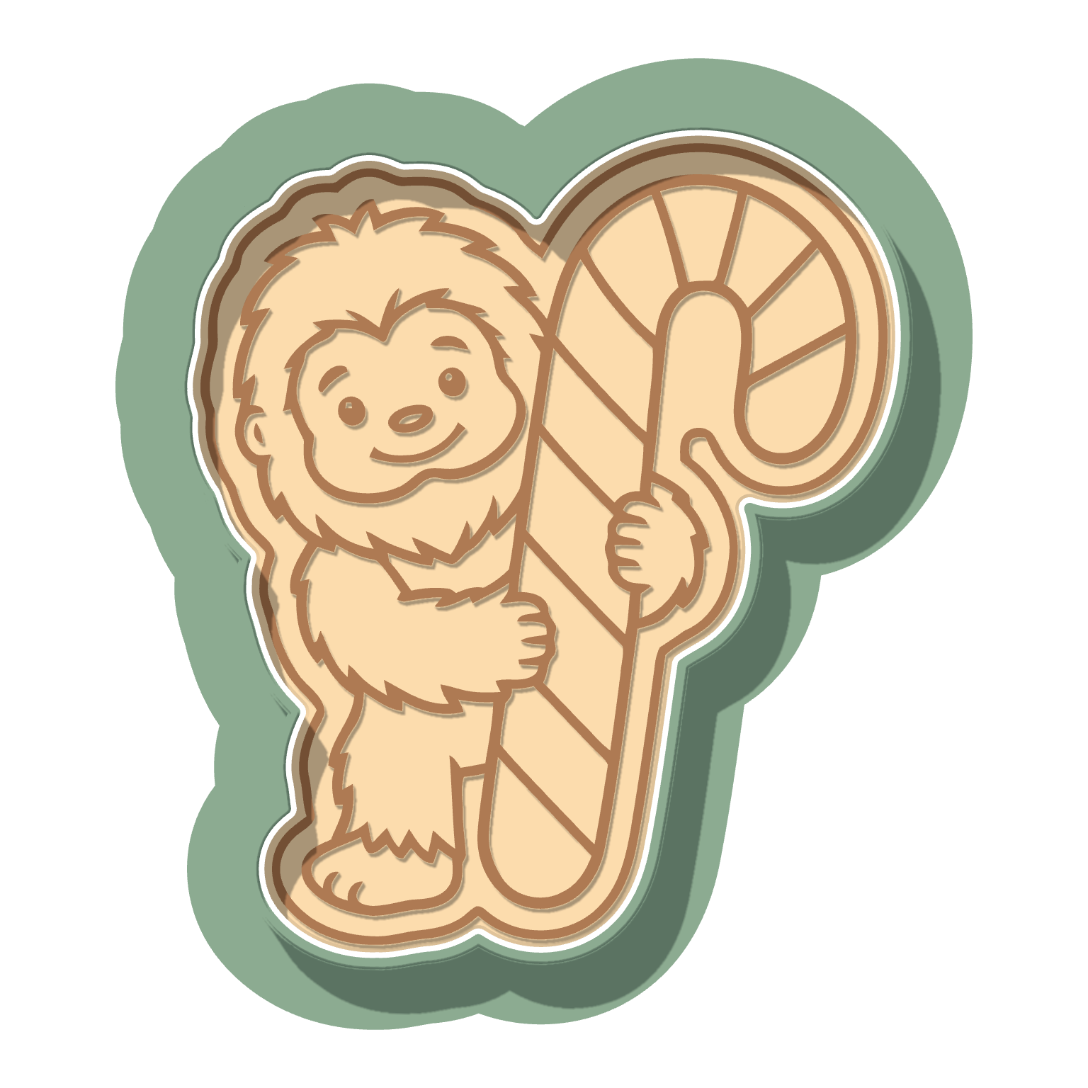 Bigfoot Candy Cane · Cutter + Stamp