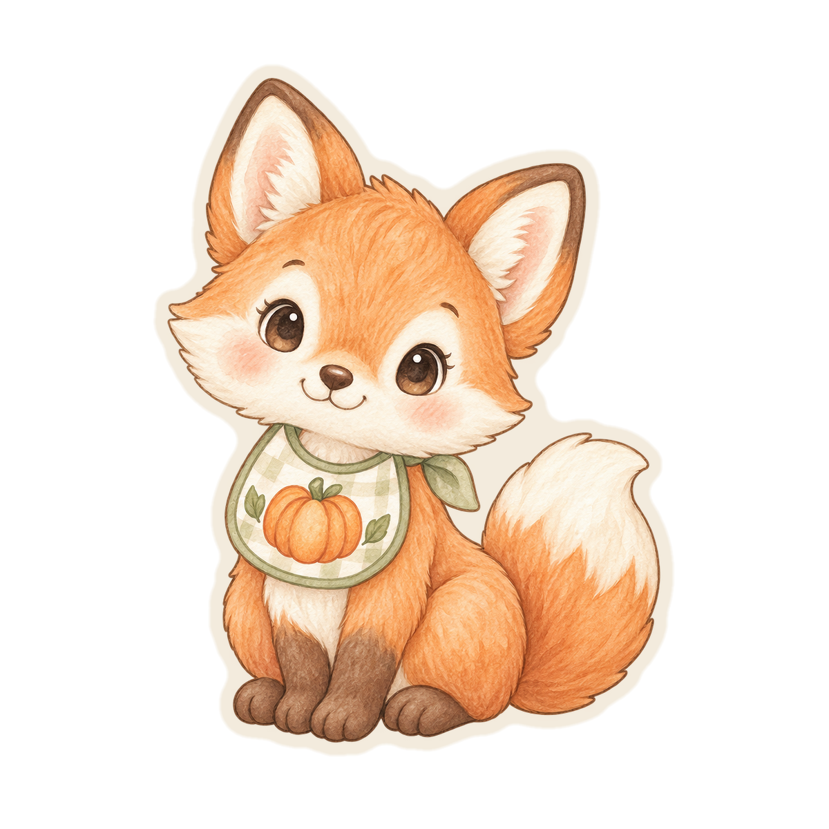 Baby Fox With Pumpkin Bib